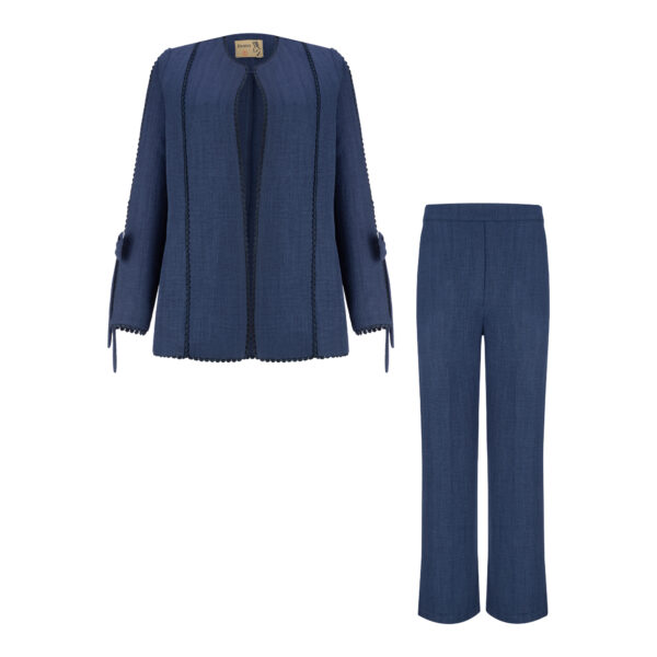 مانتو و شلوار زنانه السانا مدل فلامک کد 224205 رنگ آبی تیره