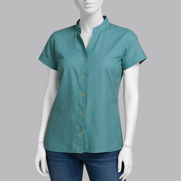 شومیز آستین کوتاه زنانه ایزی دو مدل 9364 رنگ آبی