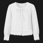 شومیز آستین بلند یقه گرد زنانه کد M5197 رنگ شیری