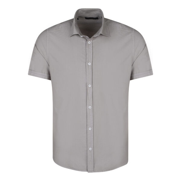 پیراهن آستین کوتاه یقه برگردان مردانه پاتن جامه مدل 121821030239405 رنگ خاکی