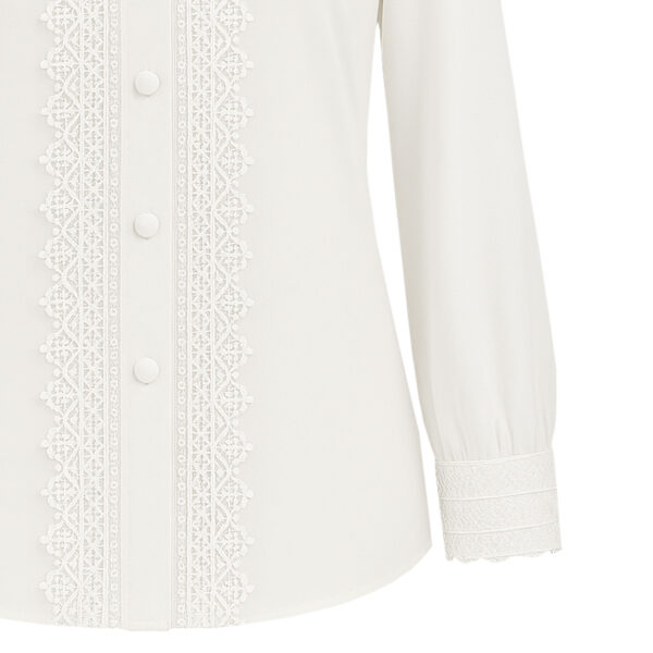 شومیز آستین بلند یقه برگردان زنانه مدل گیپور مجلسی