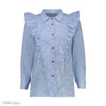 شومیز آستین بلند یقه برگردان زنانه مدل کیان رنگ آبی