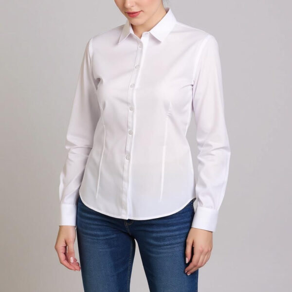 شومیز آستین بلند یقه برگردان زنانه مدل درنا 0002 رنگ سفید