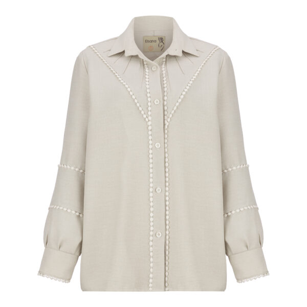 شومیز آستین بلند زنانه السانا مدل راشیدا کد 216409 رنگ شیری