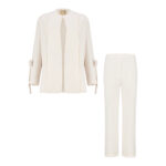 مانتو و شلوار زنانه السانا مدل فلامک کد 224209 رنگ شیری