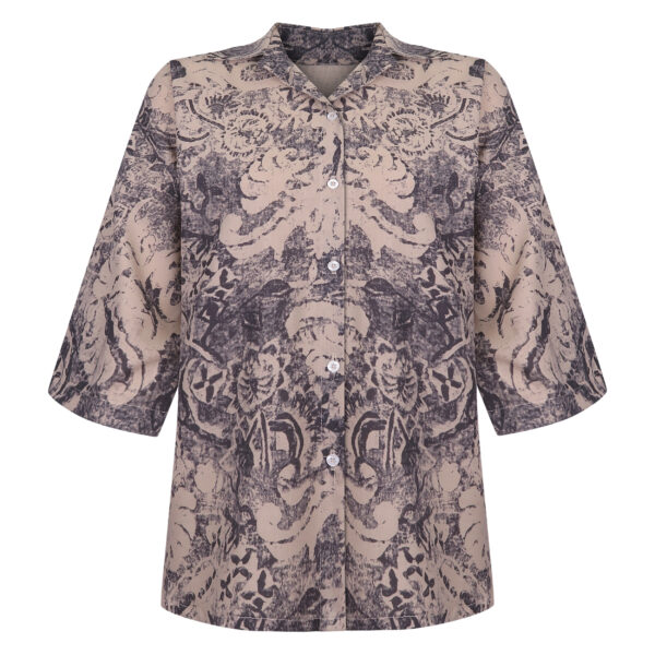 شومیز آستین سه ربع یقه برگردان زنانه مدل لاله