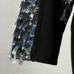 شومیز آستین بلند یقه دیپلمات زنانه مدل کتان خرجکار پر طاووس کد AK1393