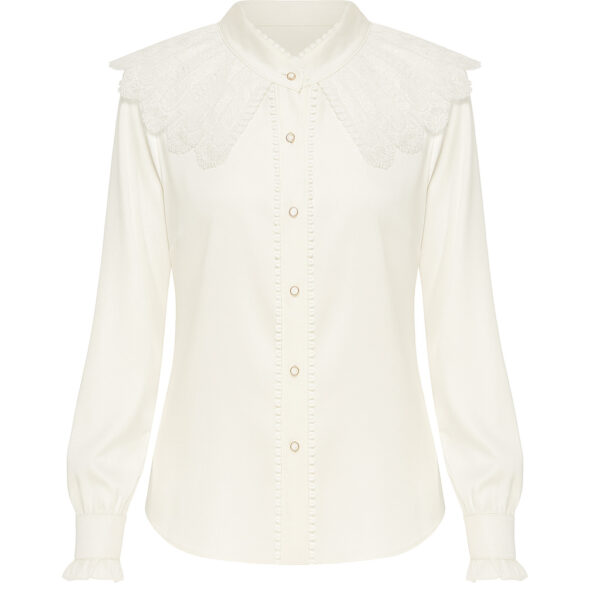 شومیز آستین بلند یقه ایستاده زنانه مدل عروس