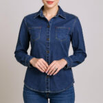 شومیز آستین بلند یقه برگردان زنانه مدل جین