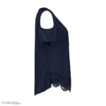 بلوز آستین کوتاه یقه هفت زنانه مدل نخی مدل لبه گیپور  رنگ سرمه‌ای