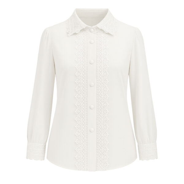 شومیز آستین بلند یقه برگردان زنانه مدل گیپور مجلسی